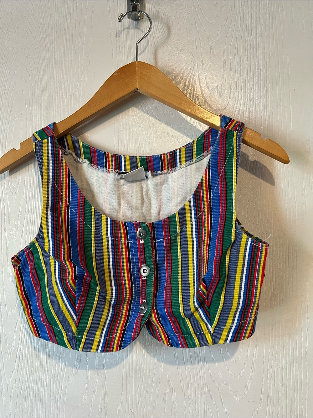 Contempo Casuals  Vintage 90s Stripe Button Up Crop Top  Sz Small